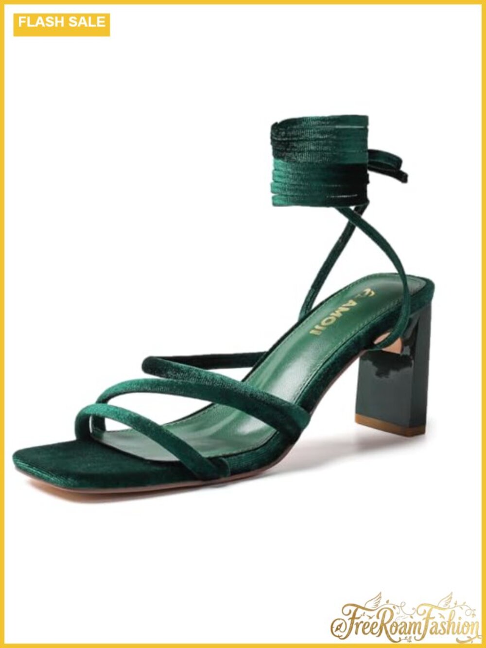 Strappy Block Heel Sandals Square Open Toe Lace Up Formal Wedding Heels